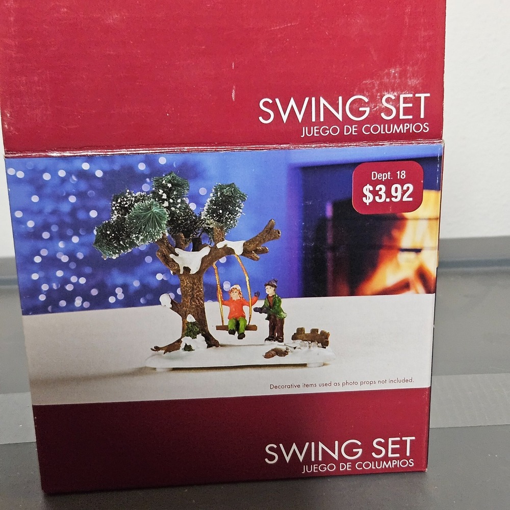 Christmas Village Accessory Swing Set Kids Aldult Trees Figurines‎ Holiday Decor